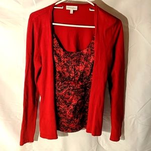 Red Fashion Bug sweater blouse size small